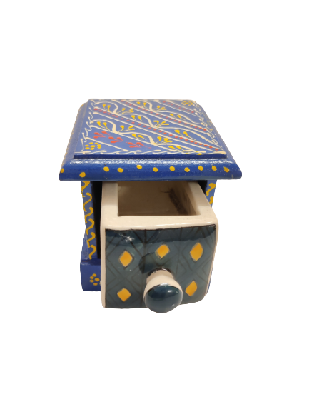 Handmade Wooden and Ceramic Spice Box Drawer - Jewelry Box Organizer - 1 Rack Container-5